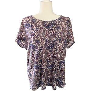 J. Jill Blue and Purple Paisley Print Top Sz XL